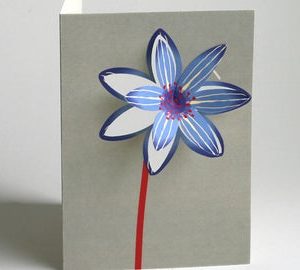 Pop Up Deep blue and white Flower greeting card