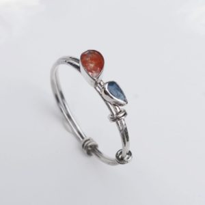 Sunstone and Tanzanite Hammered Bangle