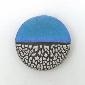 Blue Lined Crackled Brooch