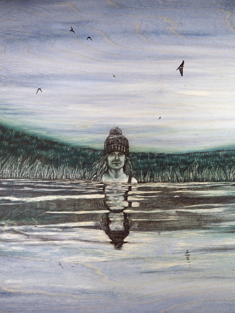 Reflect the Sky, Hand Drawn and Dry Point Etching - Image 2