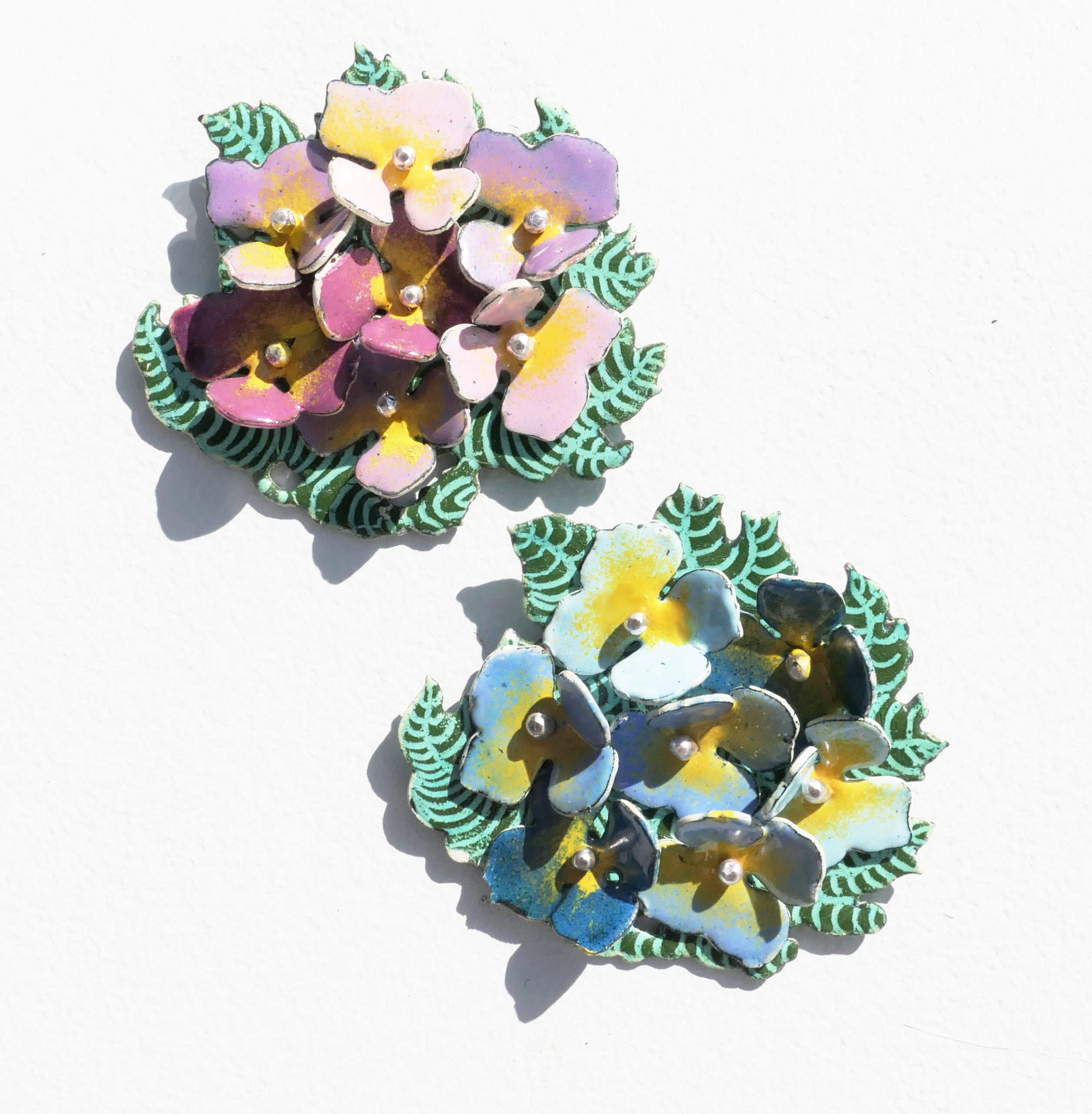 Hydrangea Blue Enamelled Brooch - Image 3