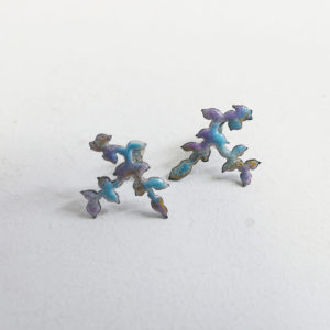Sea Blue Hawthorn Enamelled Foliage Earrings