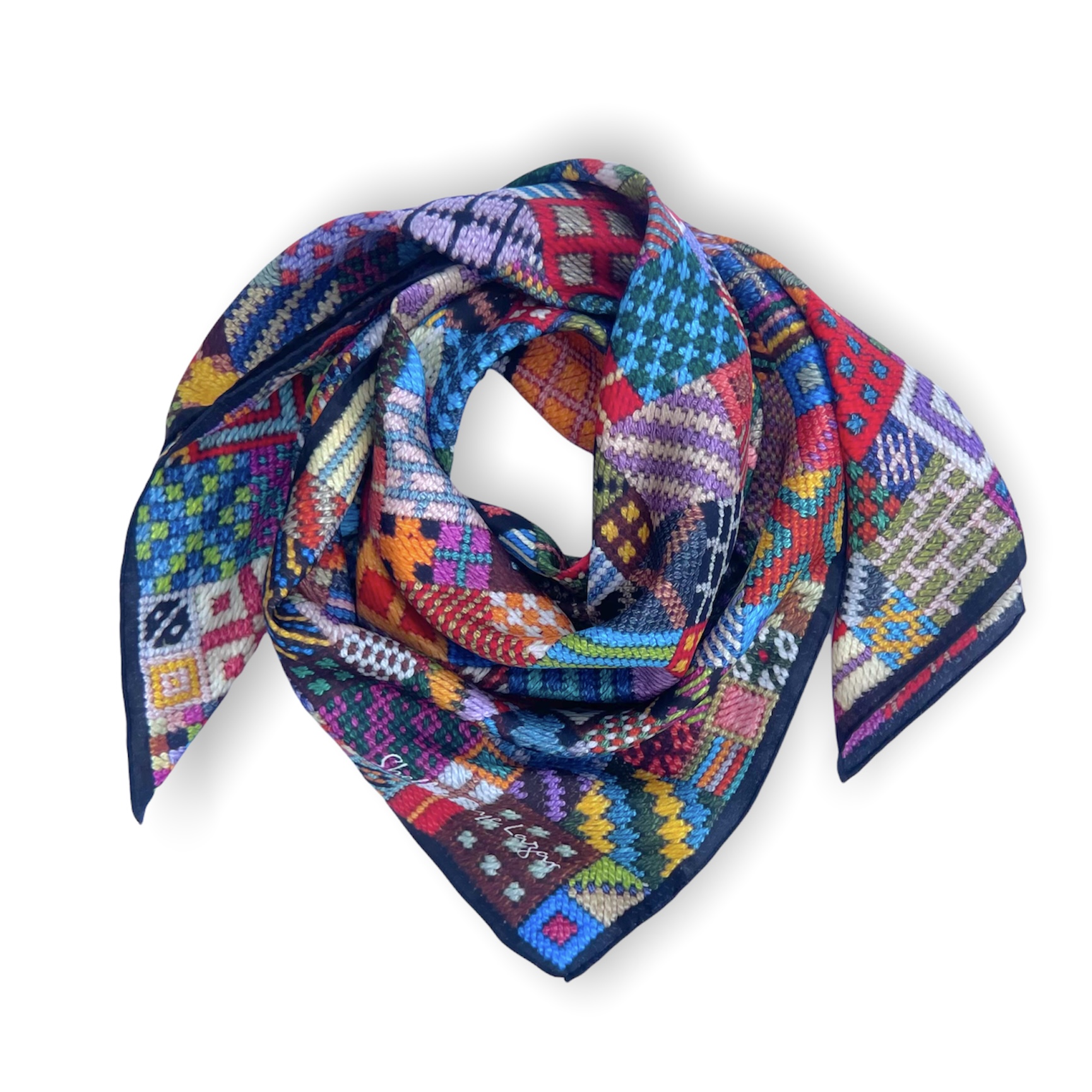 Muti Coloured Habotai Silk Scarf - Image 2