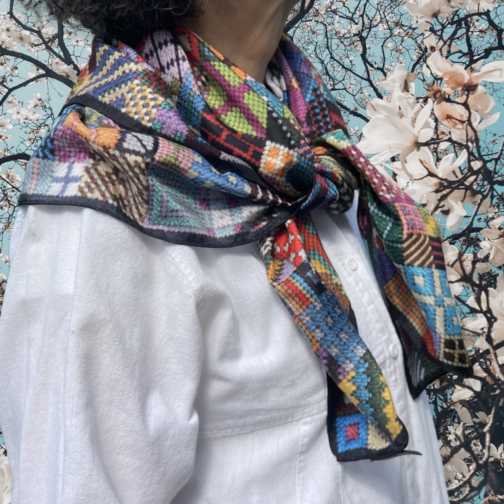 Muti Coloured Habotai Silk Scarf - Image 4