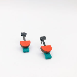 Orange and Teal Drop Earrings