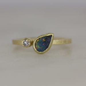 Pear Opal and Diamond Ring