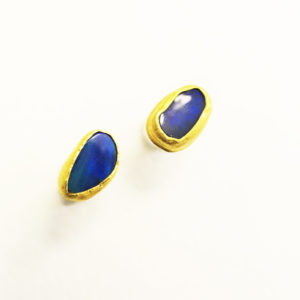 Deep Blue Opal Earrings