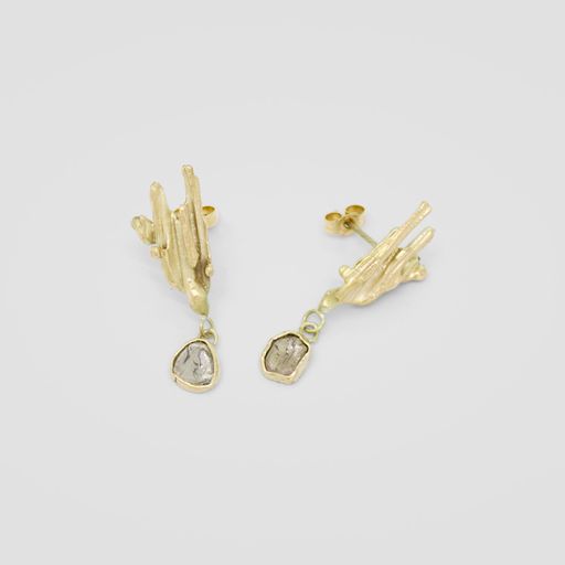 Moth Diamond Slice Earrings - Image 2