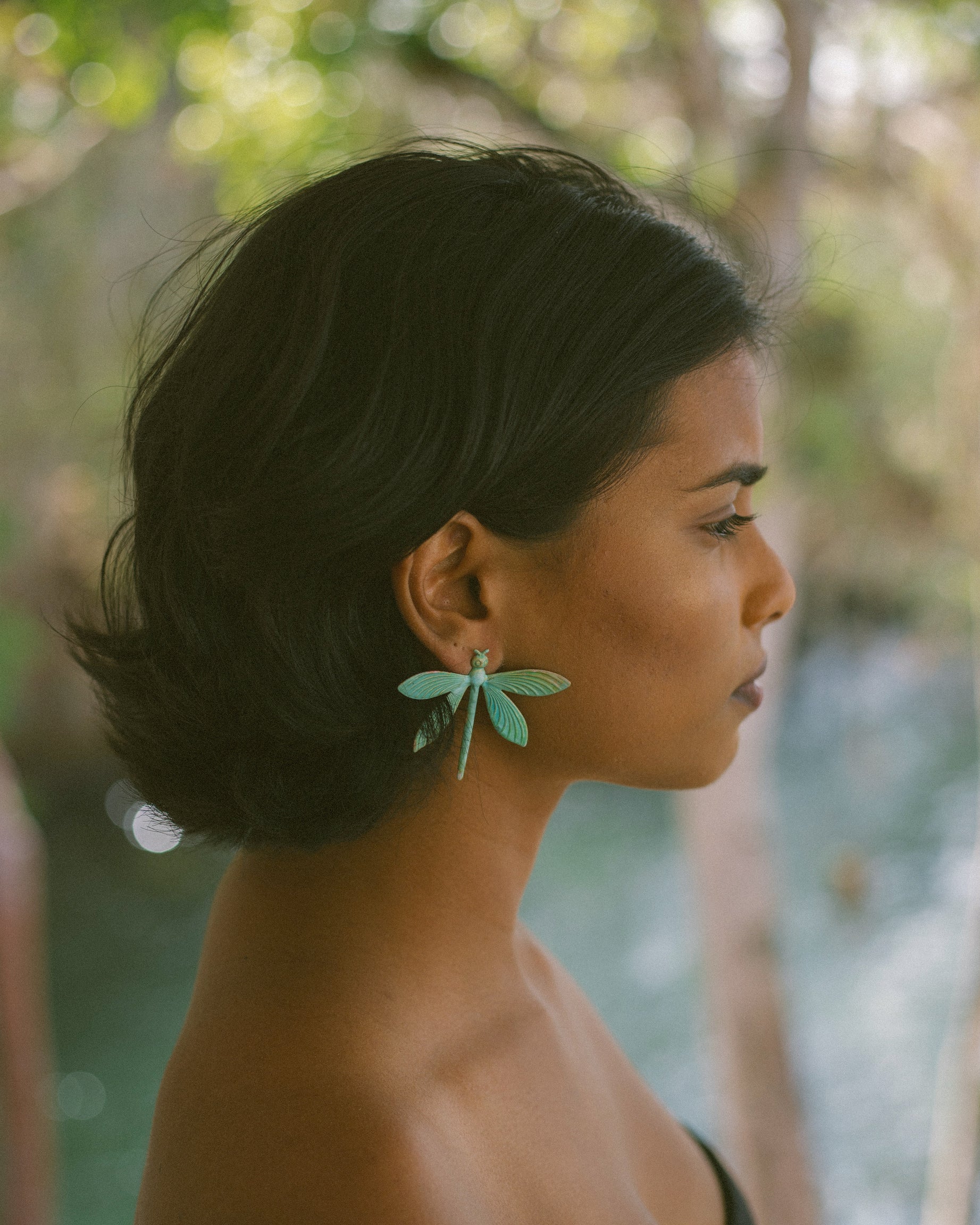 Verdigris Dragonfly Earrings - Image 3