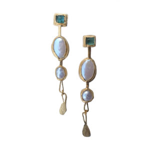 Green Tourmaline and Fresh Water Pearl Earrings