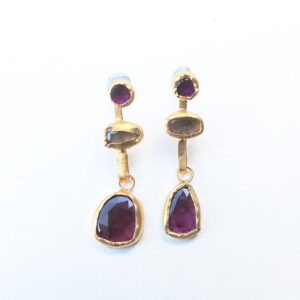 Pink Rosecut Tourmaline Drop Earrings