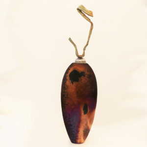 Raku Vessel with Found Metal Lid