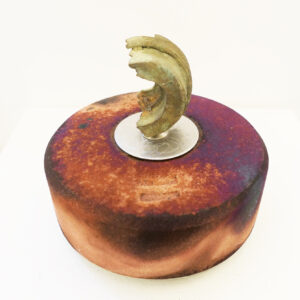 Flat Vessel with Found Metal Lid