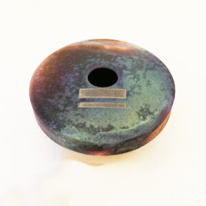 Tiny Raku Vessel with Inlayed Metal