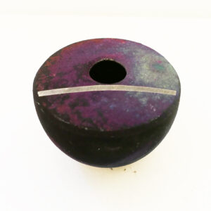 Tiny Raku Vessel With Inlayed Metal
