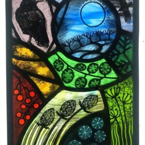 Blackbird Stained Glass Panel