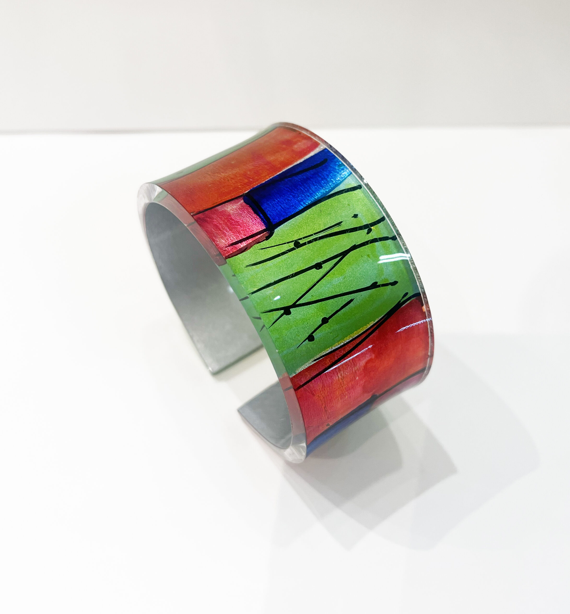 Wide Open Cuff, Red, Green and Pink