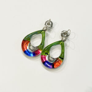 Drop Earrings Red, Green and Purple