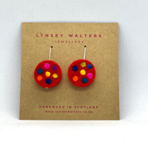 Galaxy drop earrings, Red & multi colour
