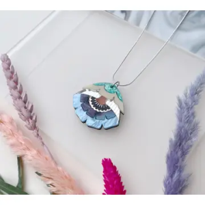 Isobel Floral Pendant Necklace in Cornflower