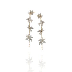 Flora Pom Pom Earrings in Silver and Yellow Gold Plate