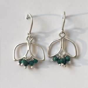 Leaf drop Single with Green Agate Beads